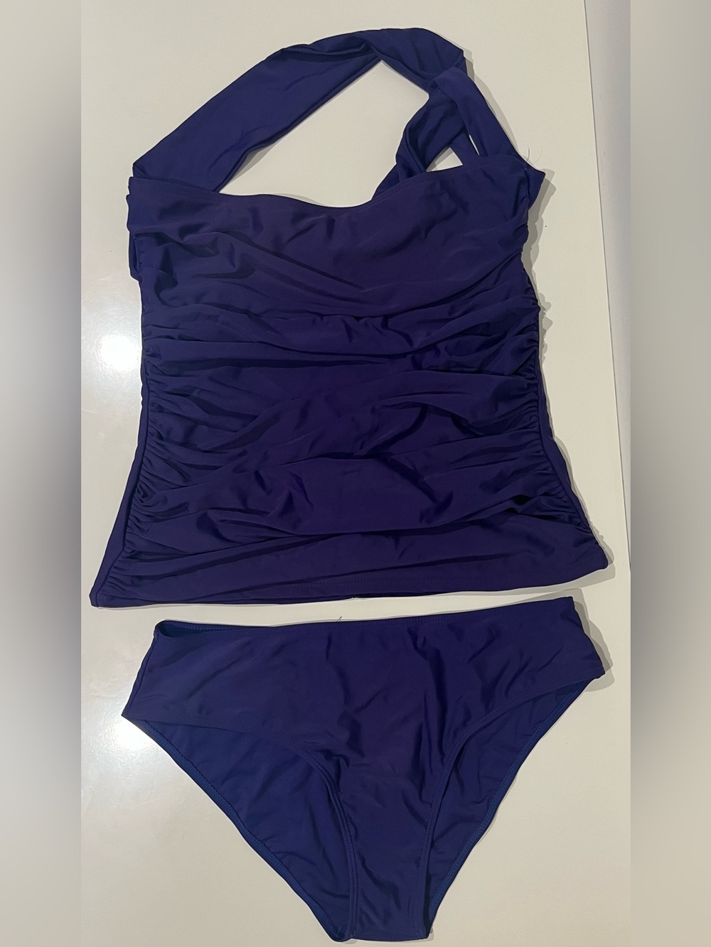 Amazon Navy Women’s Tankini Set - Ruched Halter Top & Brief